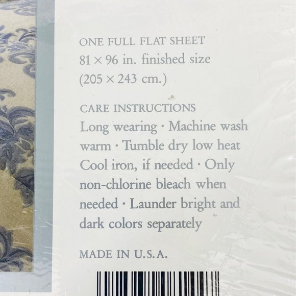 Jessica McClintock Full Flat Sheet - Jonete Pattern - 81" x 96" - New/Sealed - Picture 7 of 8